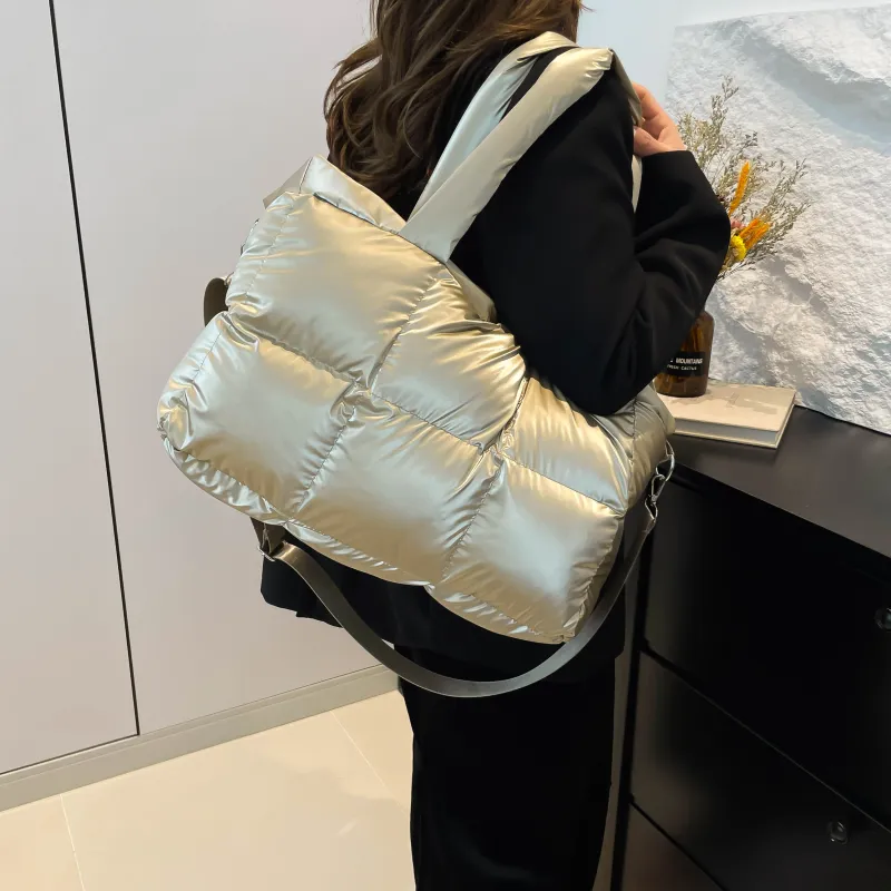 ZAVC Cotton Shoulder Bag Regular Women's White/Black/Pink/Gray/Gold/Blue/Green/Light Gray/Silver/Brown-18