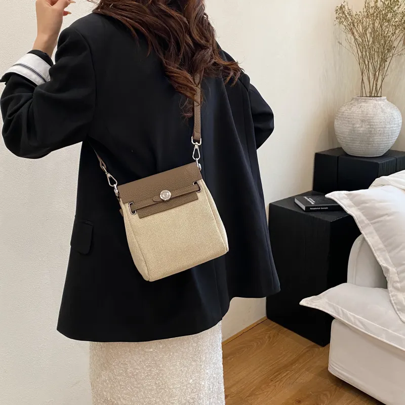 ZAVC PU Shoulder Bag Regular Women's Black & White/Black/Rose Red/Khaki/Light Brown/Green-22