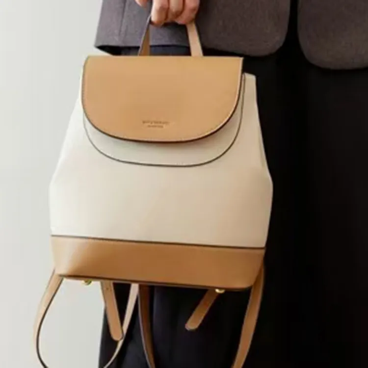ZAVC PU Backpack Regular Women's Vanilla Yellow/White & Milk Tea/Khaki & Brown/Black-9