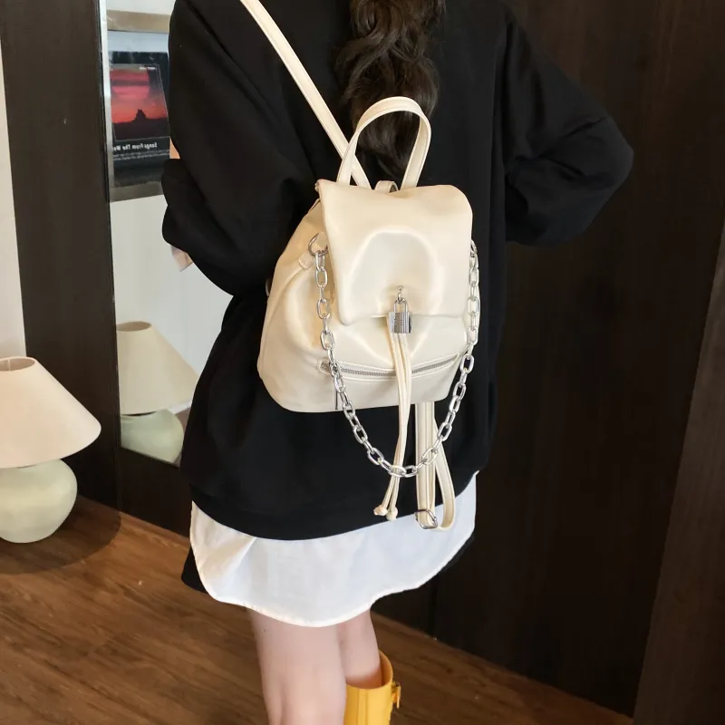 ZAVC PU Backpack Regular Women's Silver/Black/Ecru/Yellow-14