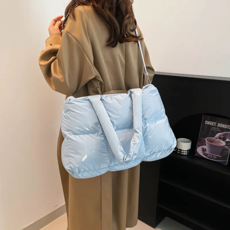 ZAVC Cotton Shoulder Bag Regular Women's White/Black/Pink/Gray/Gold/Blue/Green/Light Gray/Silver/Brown-23
