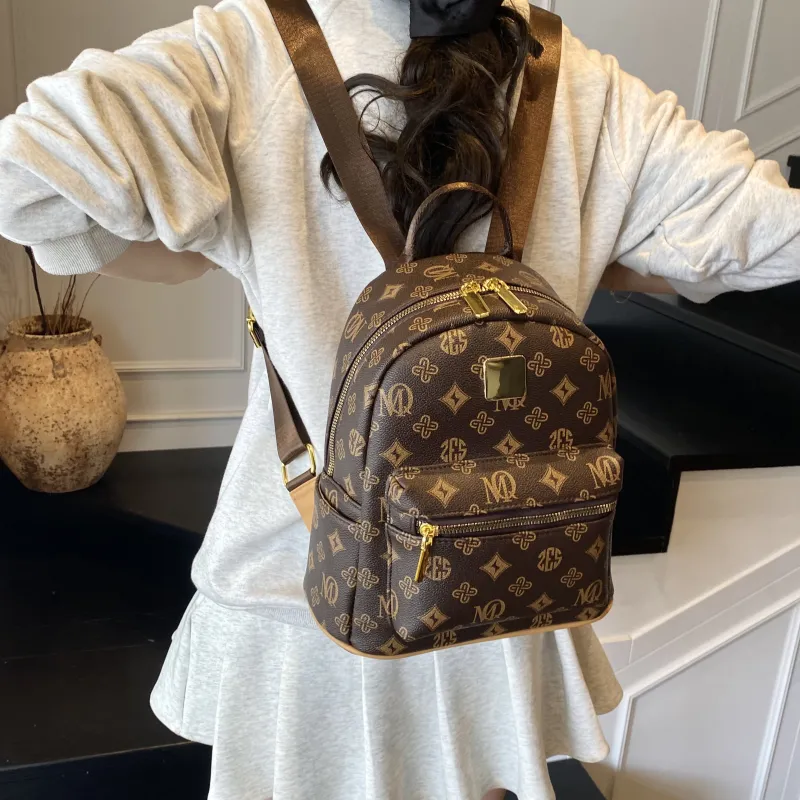 ZAVC PU Backpack Women's Coffee/White-2