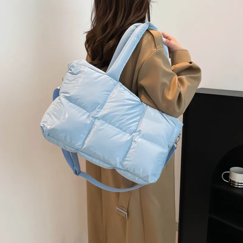 ZAVC Cotton Shoulder Bag Regular Women's White/Black/Pink/Gray/Gold/Blue/Green/Light Gray/Silver/Brown-22