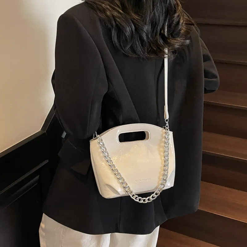 ZAVC PU One Shoulder Handbag Women's Black/Silver/Ecru-11
