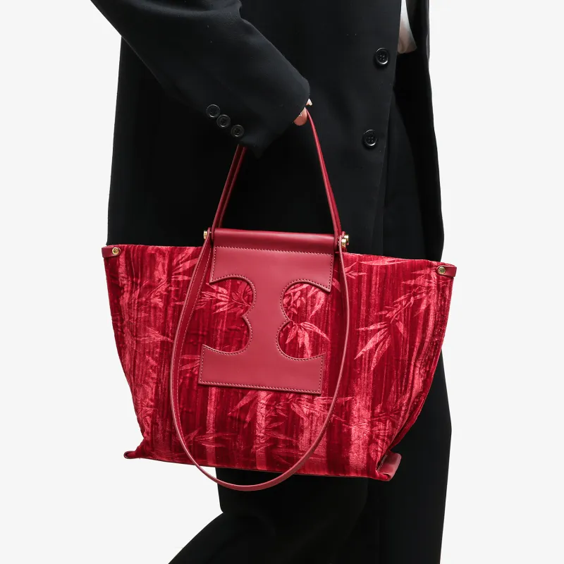 ZAVC Artificial Leather Tote Bag, Shopping Bag, Shoulder Bag, Handbag Medium Size Women's Red-2