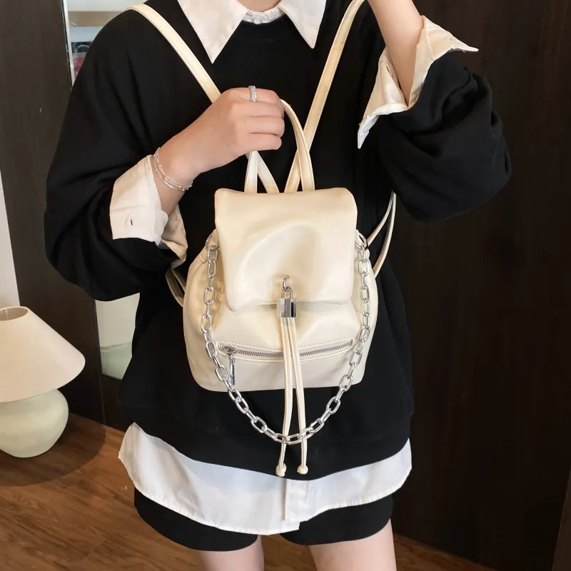 ZAVC PU Backpack Regular Women's Silver/Black/Ecru/Yellow-11