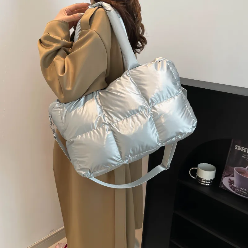 ZAVC Cotton Shoulder Bag Regular Women's White/Black/Pink/Gray/Gold/Blue/Green/Light Gray/Silver/Brown-33