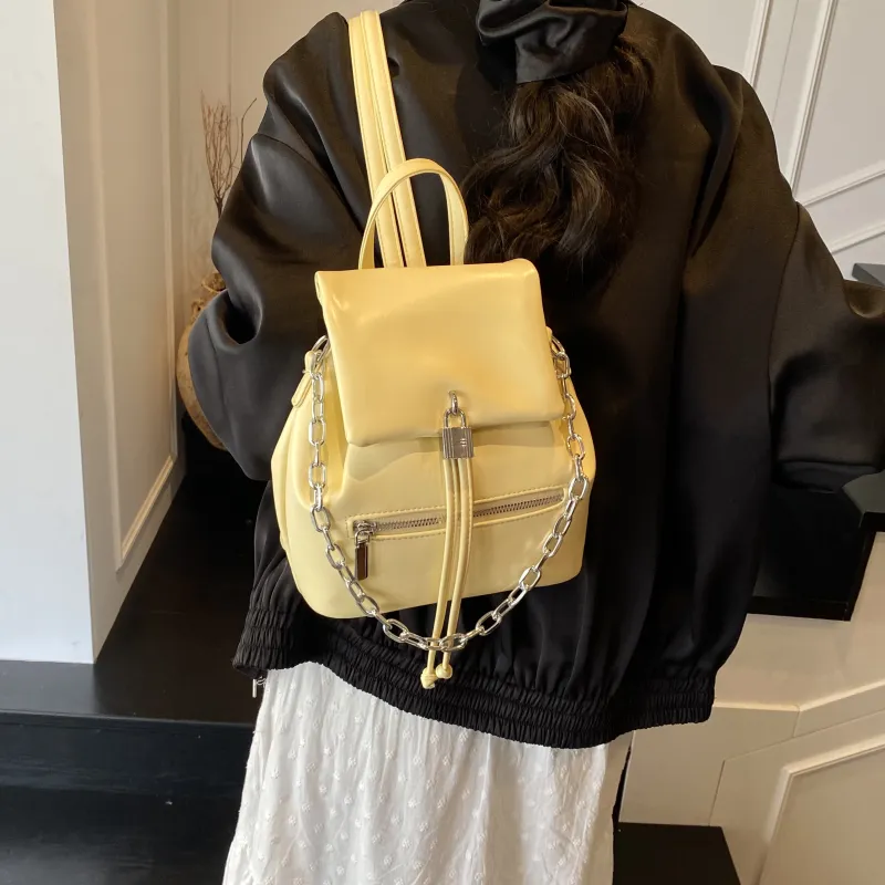 ZAVC PU Backpack Regular Women's Silver/Black/Ecru/Yellow-19