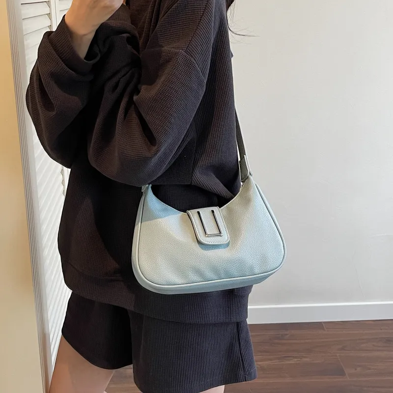 ZAVC PU Shoulder Bag Regular Women's Black/Ecru/Blue/Burgundy/Yellow-14