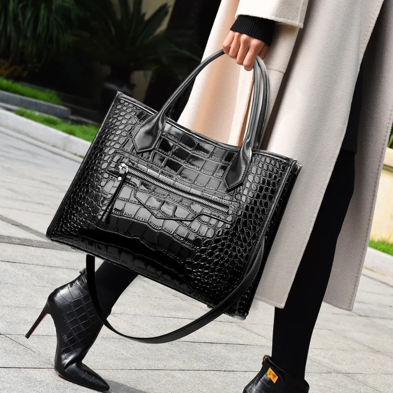 ZAVC Patent Leather Crossbody Bag, Shoulder Bag, Handbag Regular Women's Black/Coffee/Burgundy-2