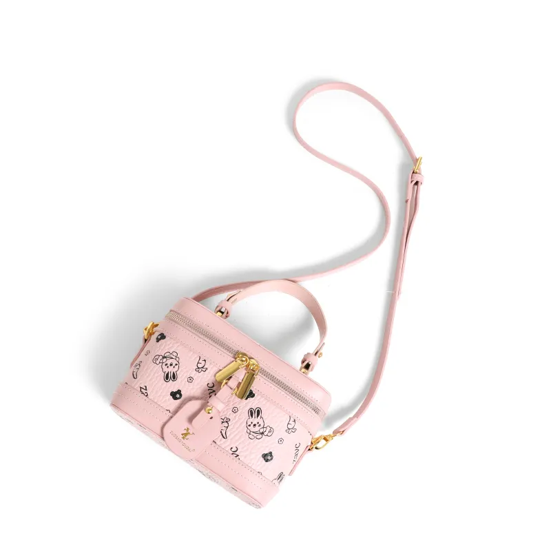 ZAVC PU Box Bag Handbag Women's Brown/Pink/White-9