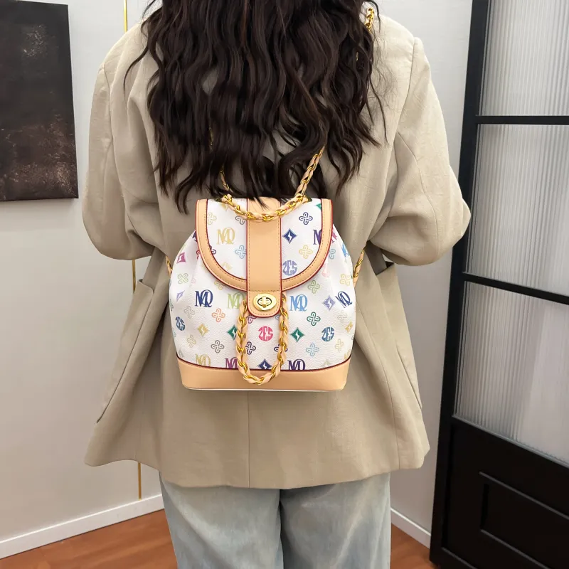ZAVC PVC Backpack Regular Women's Tricolor/Coffee-3