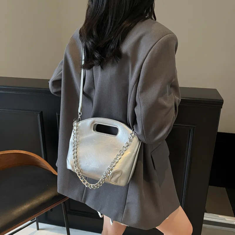 ZAVC PU One Shoulder Handbag Women's Black/Silver/Ecru-7