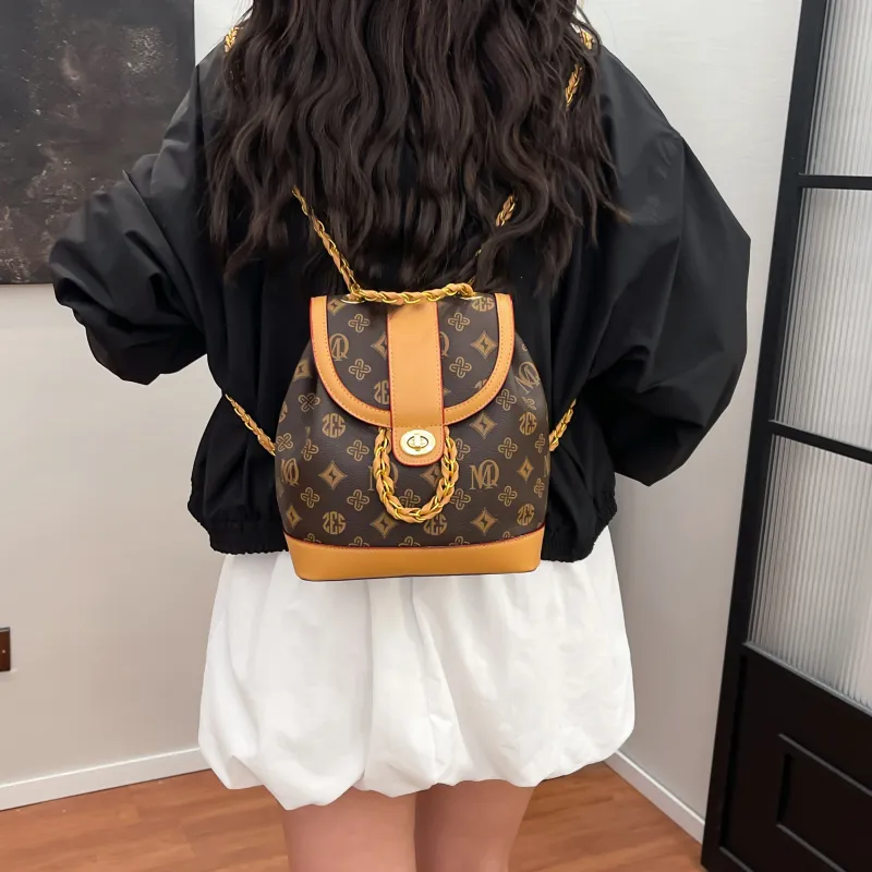 ZAVC PVC Backpack Regular Women's Tricolor/Coffee-9