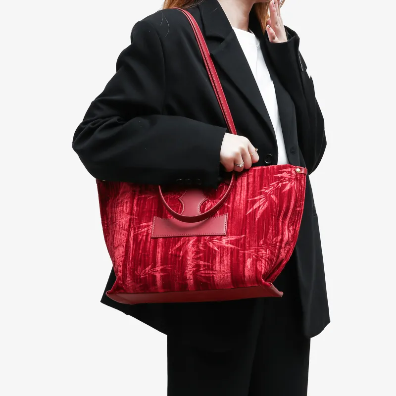 ZAVC Artificial Leather Tote Bag, Shopping Bag, Shoulder Bag, Handbag Medium Size Women's Red-4