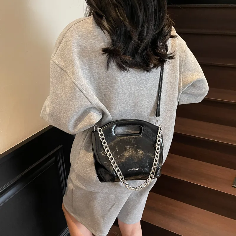 ZAVC PU One Shoulder Handbag Women's Black/Silver/Ecru-1