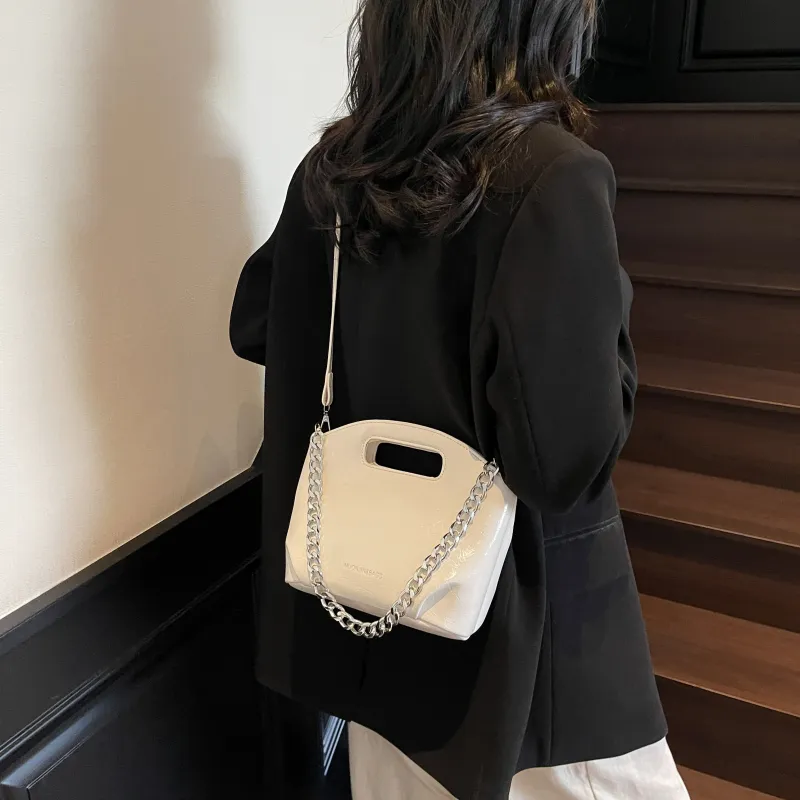 ZAVC PU One Shoulder Handbag Women's Black/Silver/Ecru-13