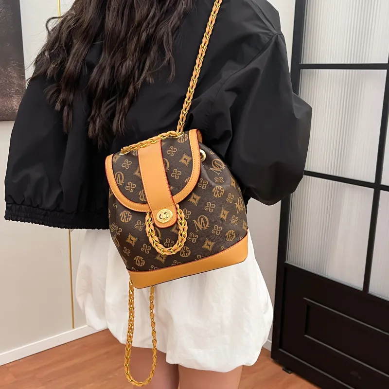 ZAVC PVC Backpack Regular Women's Tricolor/Coffee-8