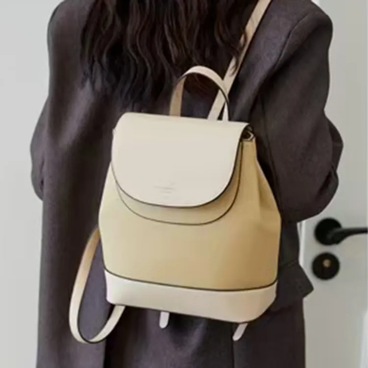 ZAVC PU Backpack Regular Women's Vanilla Yellow/White & Milk Tea/Khaki & Brown/Black-3