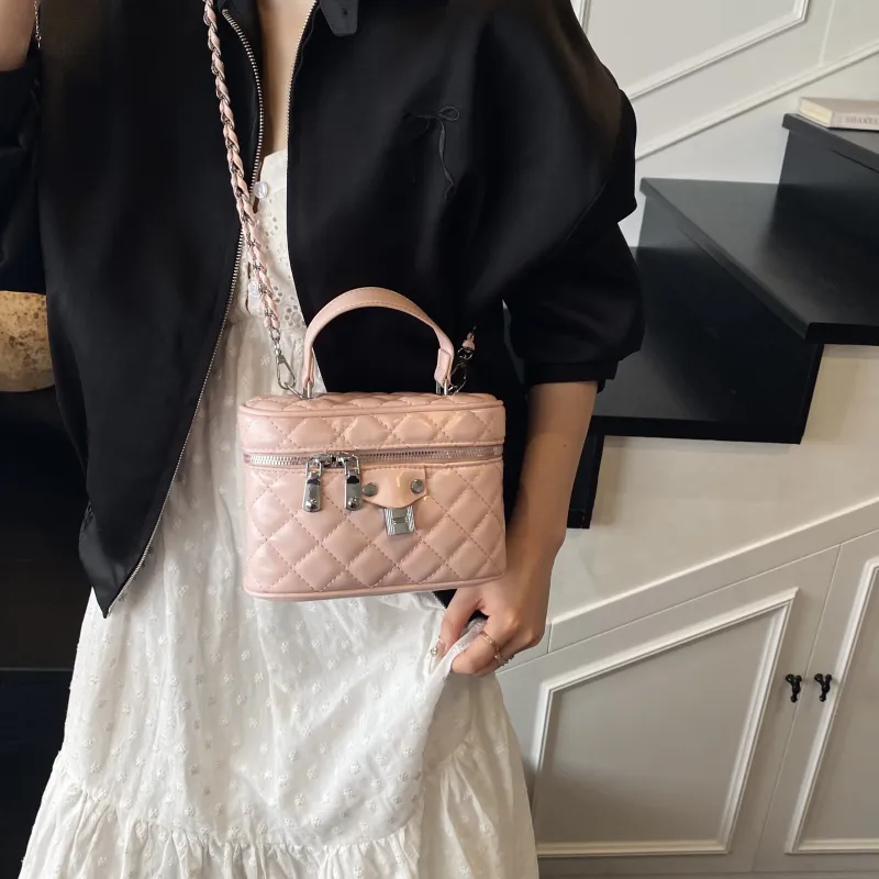ZAVC PU Box Bag, One Shoulder Handbag Women's Silver/Pink/Black/Ecru/Blue-6