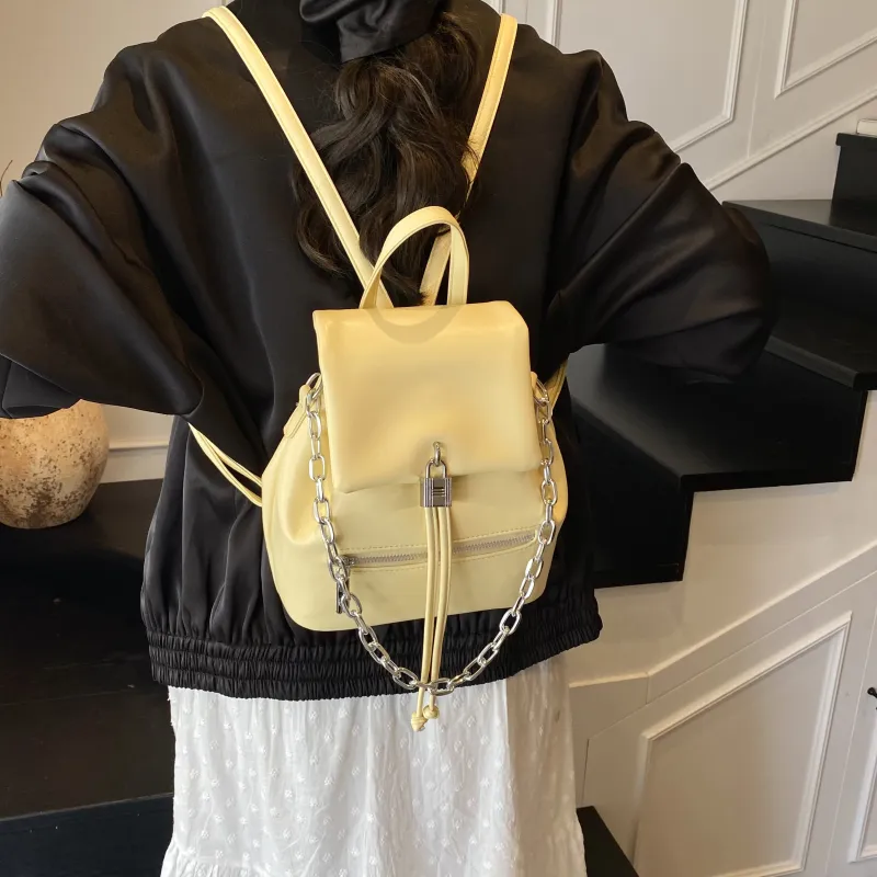 ZAVC PU Backpack Regular Women's Silver/Black/Ecru/Yellow-17