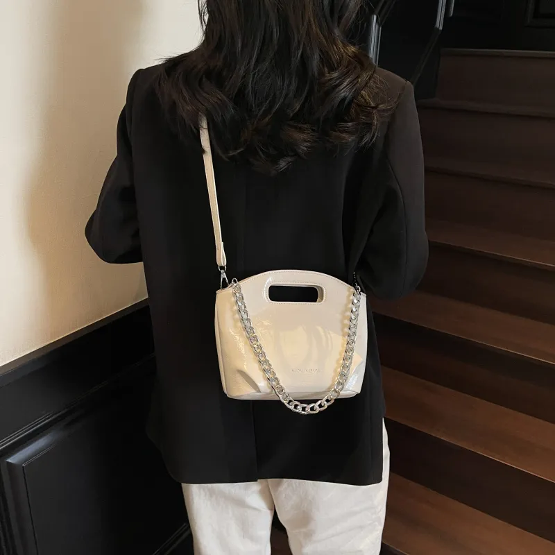 ZAVC PU One Shoulder Handbag Women's Black/Silver/Ecru-14