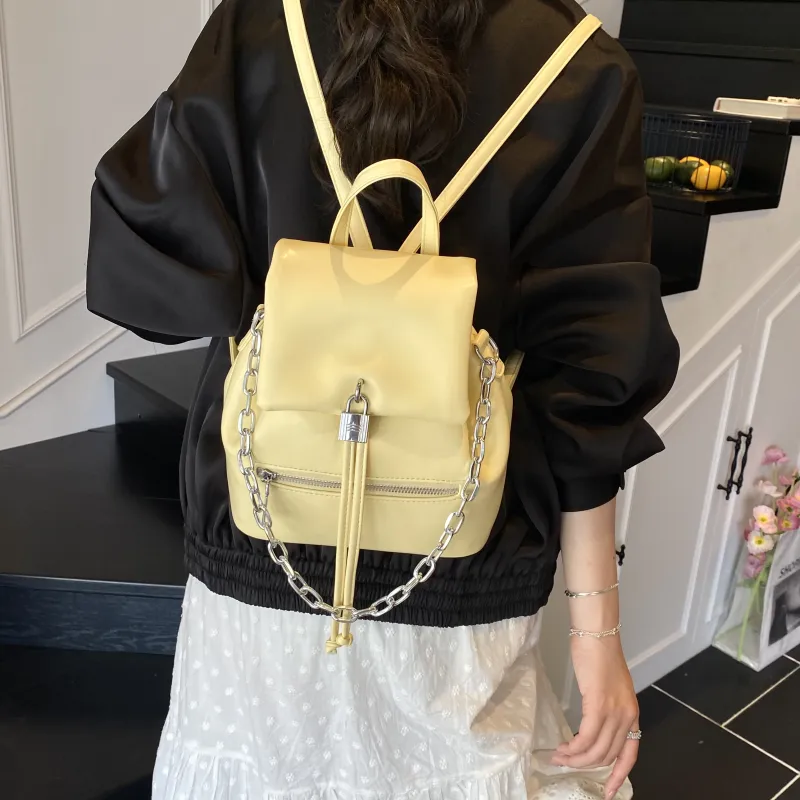 ZAVC PU Backpack Regular Women's Silver/Black/Ecru/Yellow-18