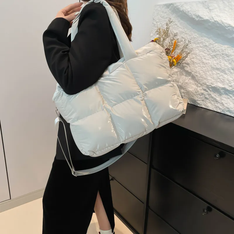 ZAVC Cotton Shoulder Bag Regular Women's White/Black/Pink/Gray/Gold/Blue/Green/Light Gray/Silver/Brown-29