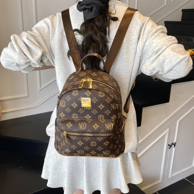 ZAVC PU Backpack Women's Coffee/White-4