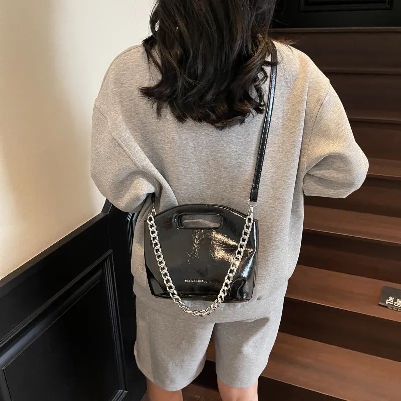 ZAVC PU One Shoulder Handbag Women's Black/Silver/Ecru-2