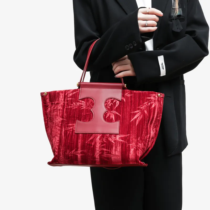 ZAVC Artificial Leather Tote Bag, Shopping Bag, Shoulder Bag, Handbag Medium Size Women's Red-6