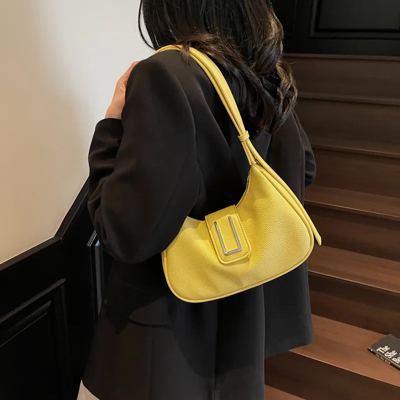 ZAVC PU Shoulder Bag Regular Women's Black/Ecru/Blue/Burgundy/Yellow-23