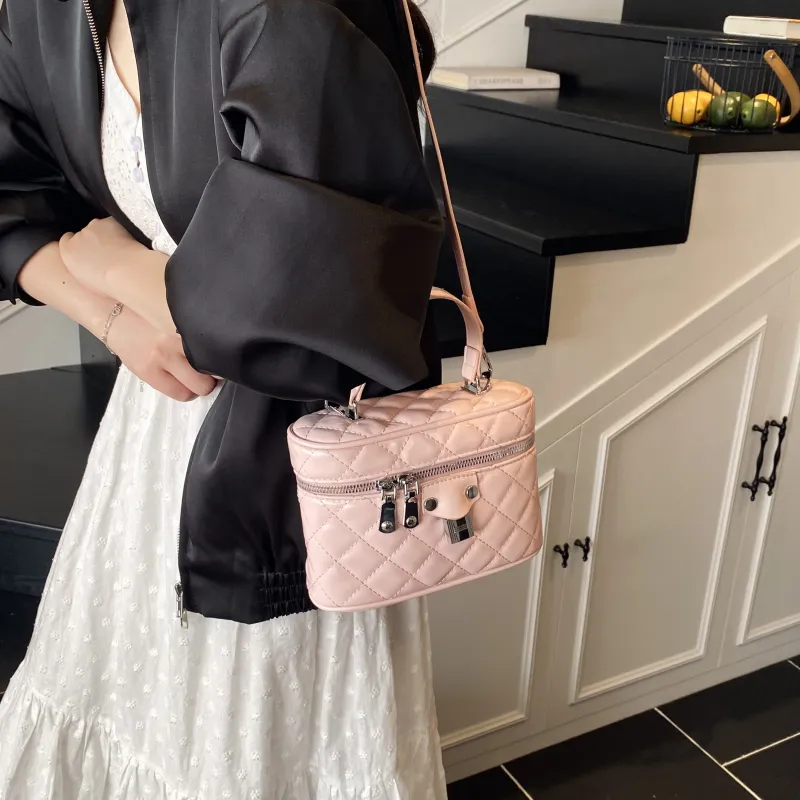 ZAVC PU Box Bag, One Shoulder Handbag Women's Silver/Pink/Black/Ecru/Blue-9