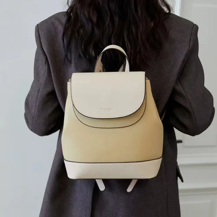 ZAVC PU Backpack Regular Women's Vanilla Yellow/White & Milk Tea/Khaki & Brown/Black-2