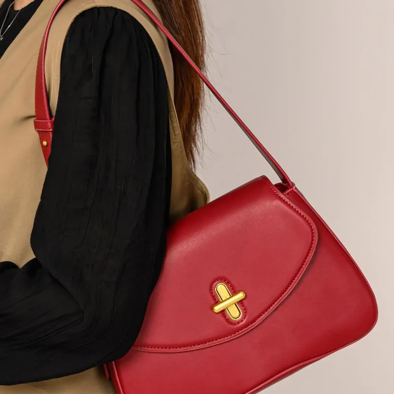ZAVC PU Shoulder Bag Regular Small Size Women's Coffee/Mocha/Modern Black/Cherry Red-15