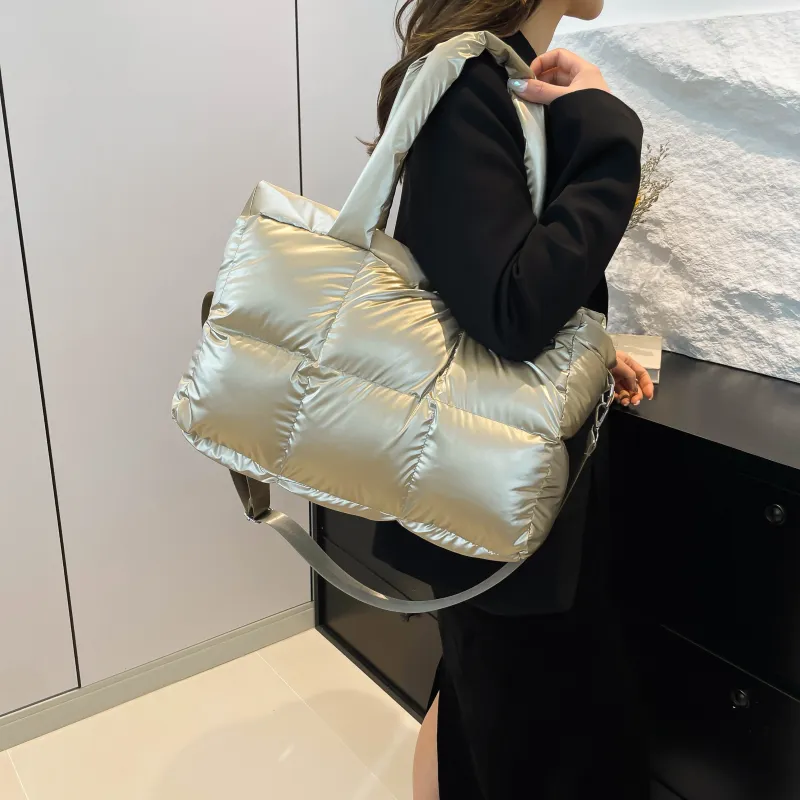 ZAVC Cotton Shoulder Bag Regular Women's White/Black/Pink/Gray/Gold/Blue/Green/Light Gray/Silver/Brown-17