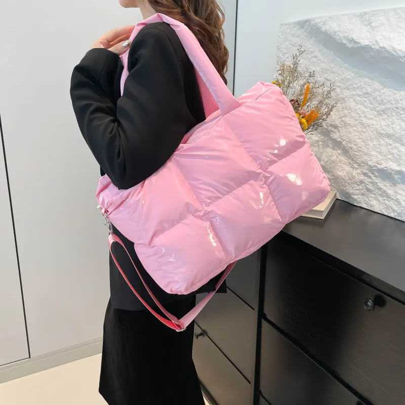 ZAVC Cotton Shoulder Bag Regular Women's White/Black/Pink/Gray/Gold/Blue/Green/Light Gray/Silver/Brown-10