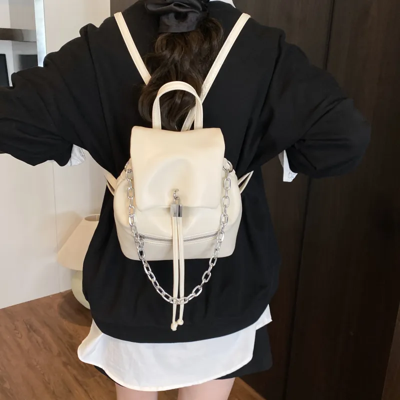 ZAVC PU Backpack Regular Women's Silver/Black/Ecru/Yellow-12