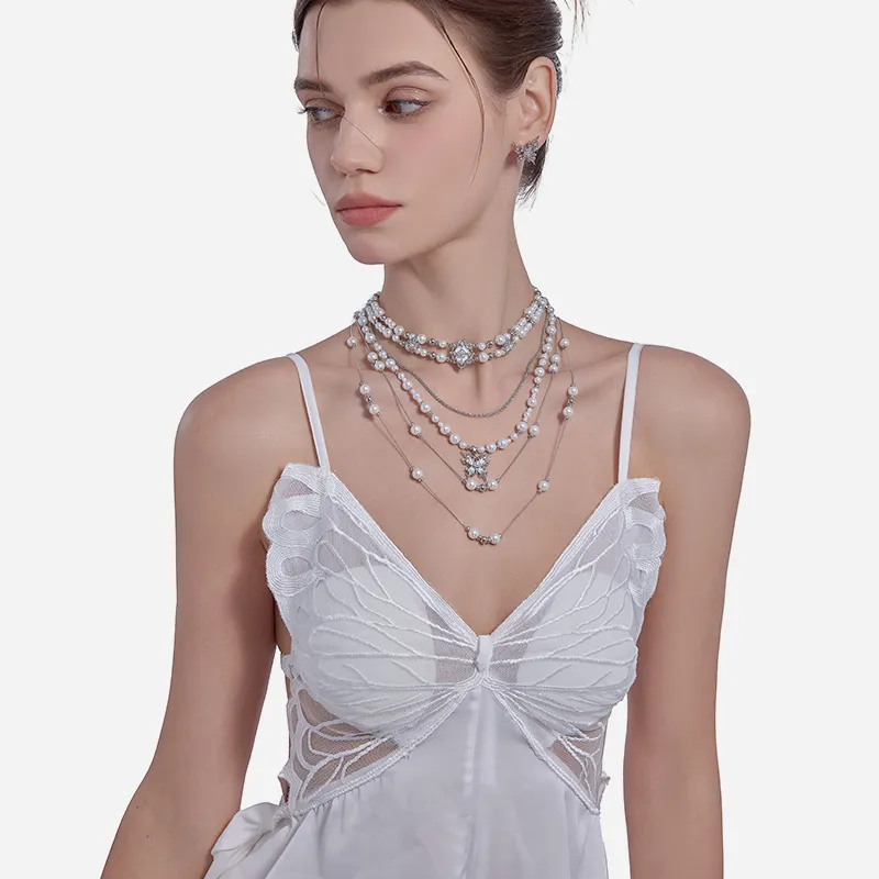 Masw Copper Alloy Faux Pearl Necklaces Women's-4