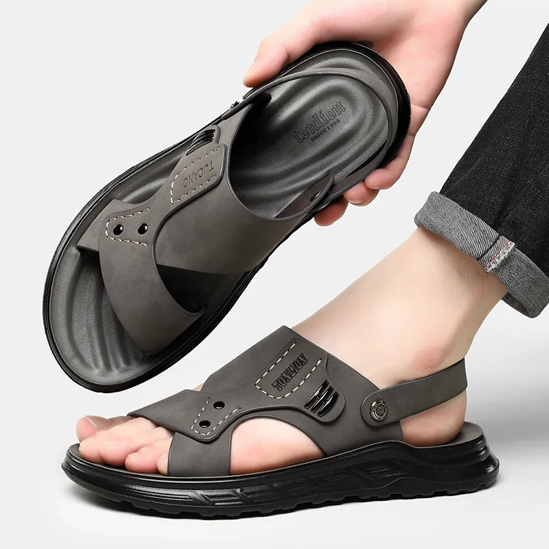 Tonlion Beach Sandals Men's Gray-6