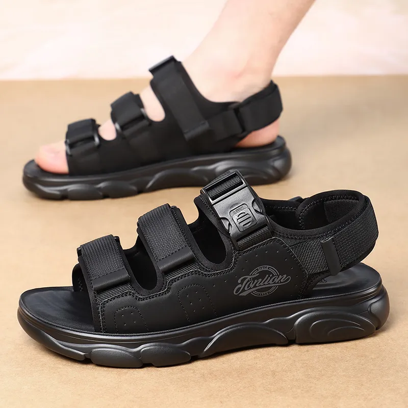 Tonlion Beach Sandals Men Black/Green/Sand-4