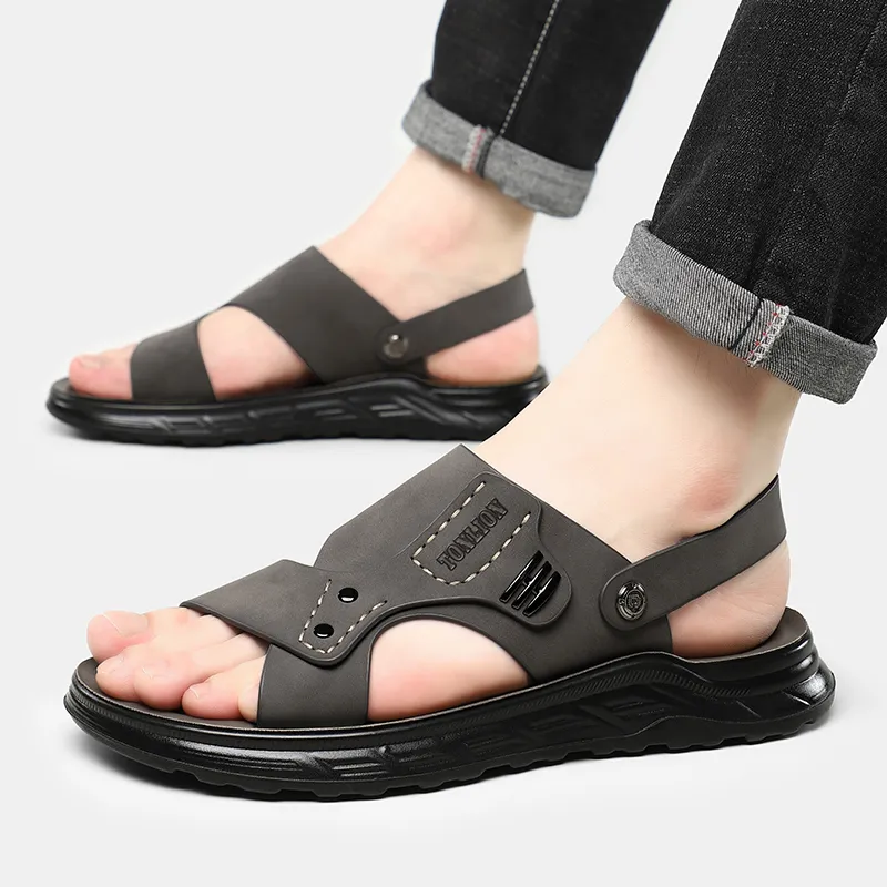 Tonlion Beach Sandals Men's Gray-4