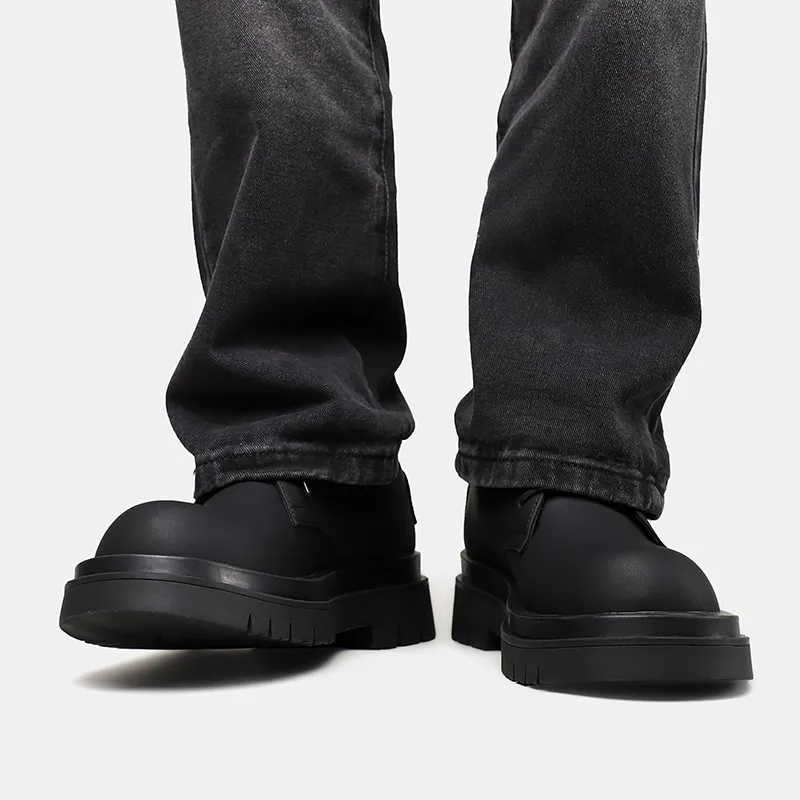 Tonlion Dress German Derby Leather Shoes Men's Matte Black-6