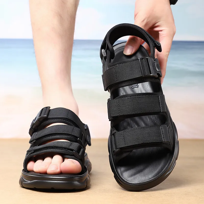 Tonlion Beach Sandals Men Black/Green/Sand-6