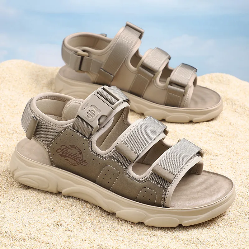 Tonlion Beach Sandals Men Black/Green/Sand-15