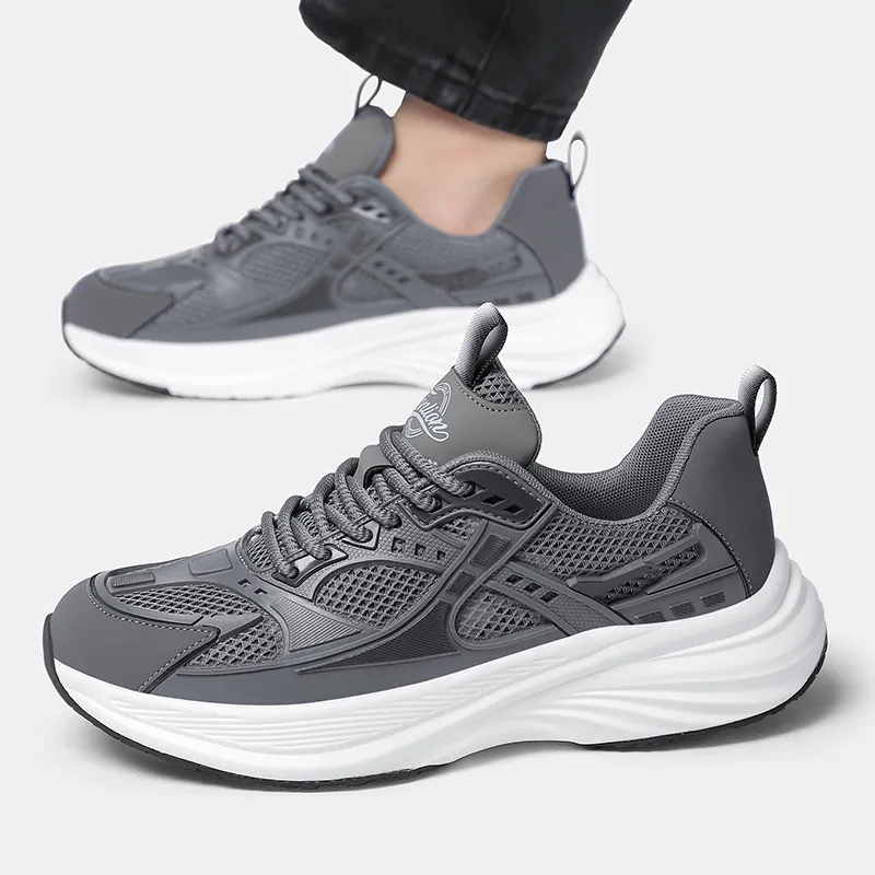 Tonlion Breathable Low Top Casual Shoes Men's Gray-5