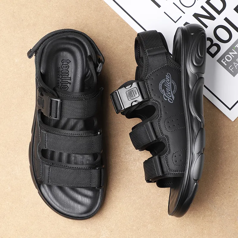Tonlion Beach Sandals Men Black/Green/Sand-2