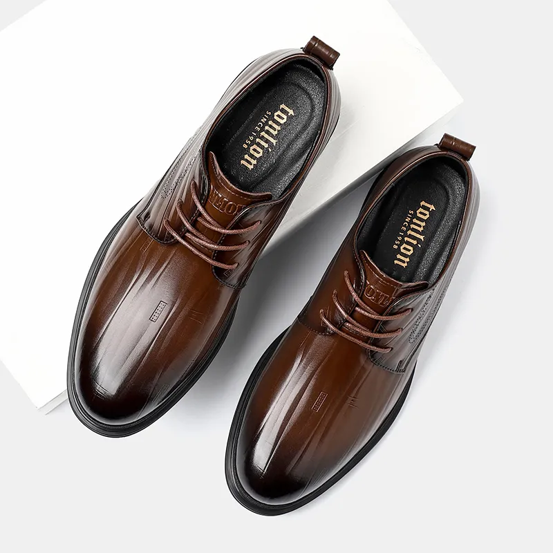 Tonlion Men's Casual Shoes Men Low Top Black/Brown-9