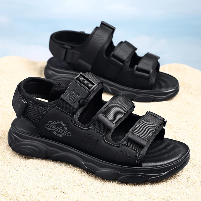 Tonlion Beach Sandals Men Black/Green/Sand-1