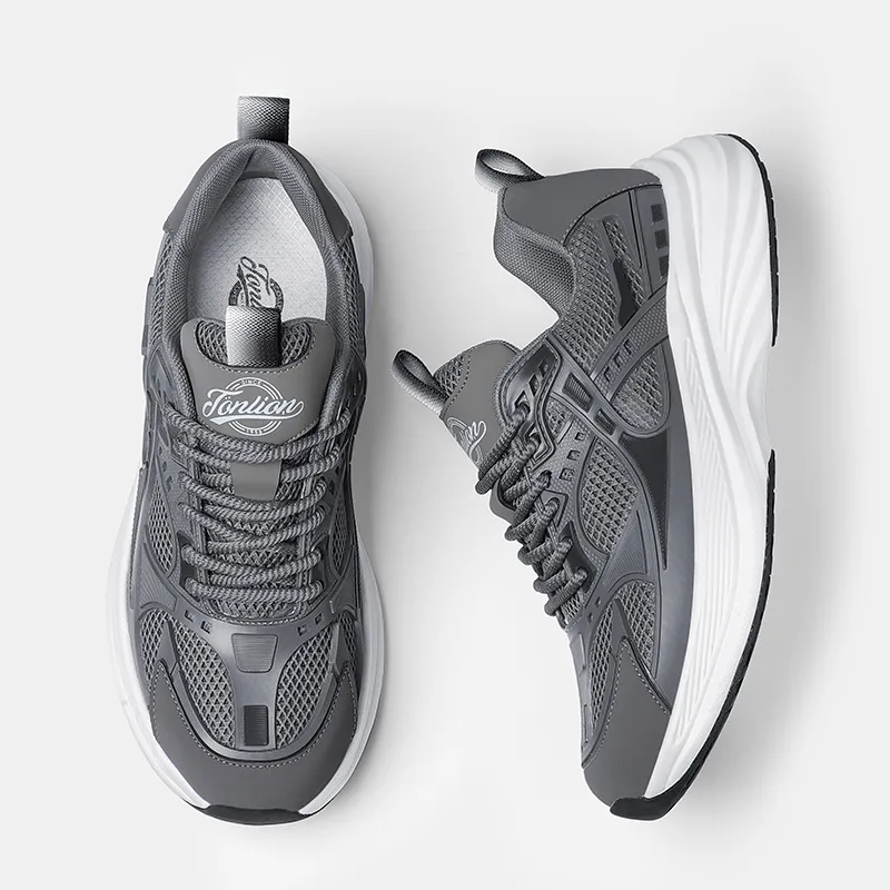 Tonlion Breathable Low Top Casual Shoes Men's Gray-4